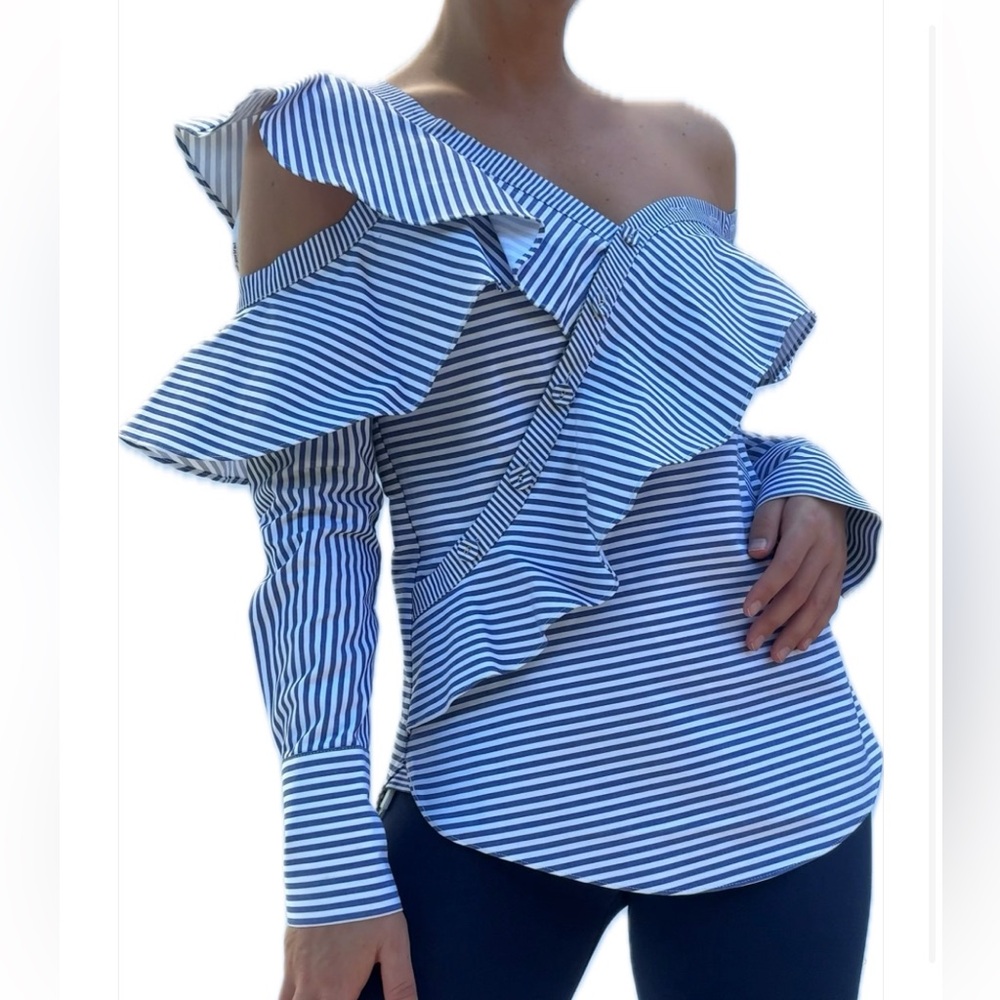 NWT Self Portrait Ruffled Button Down 2 - Picture 9 of 13
